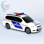 Bburago rendőrautó, járőrkocsi (Ford Focus) jobbról