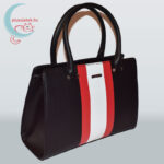 David Jones 6000-2 fekete (black) női kézitáska piros-fehér sávokkal jobbról