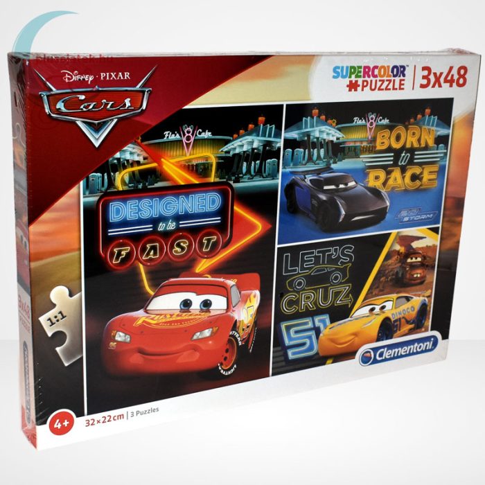 Verdák 3 (Cars) 3x48 db-os Clementoni puzzle (Disney kirakó) fektetve