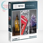 Clementoni 39306 - London (Big Ben, Telefonfülke és Tower Bridge) 3 az 1-ben, 3x500 db-os Trittico Puzzle
