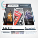 Clementoni 39306 - London (Big Ben, Telefonfülke és Tower Bridge) 3 az 1-ben, 3x500 db-os Trittico Puzzle, oldalról
