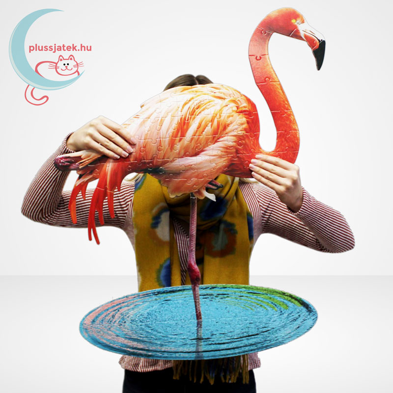 Wow poszter méretű forma puzzle - Flamingó, 100 db, kirakva