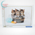 Kiscicák: cicamosdás – 500 db-os Clementoni puzzle (35065), szemből