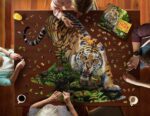 Wow poszter méretű forma puzzle - Tigris, 1000 db, játék közben
