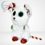 TY Beanie Boos: Chimney, a plüss ünnepi fehér egér, balról