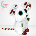 TY Beanie Boos: Chimney, a plüss ünnepi fehér egér, jobbról