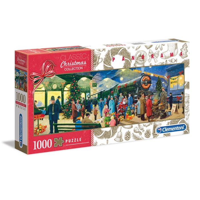 Télapó karácsonyi expressz vonata 1000 db-os panoráma puzzle (Clementoni, 39577)