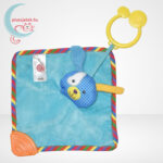 Cukikölyök kék kutyus plüss bébi szundikendő rágókával - 20 cm (Biba Toys), felülről