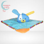 Cukikölyök kék kutyus plüss bébi szundikendő rágókával - 20 cm (Biba Toys), szemből