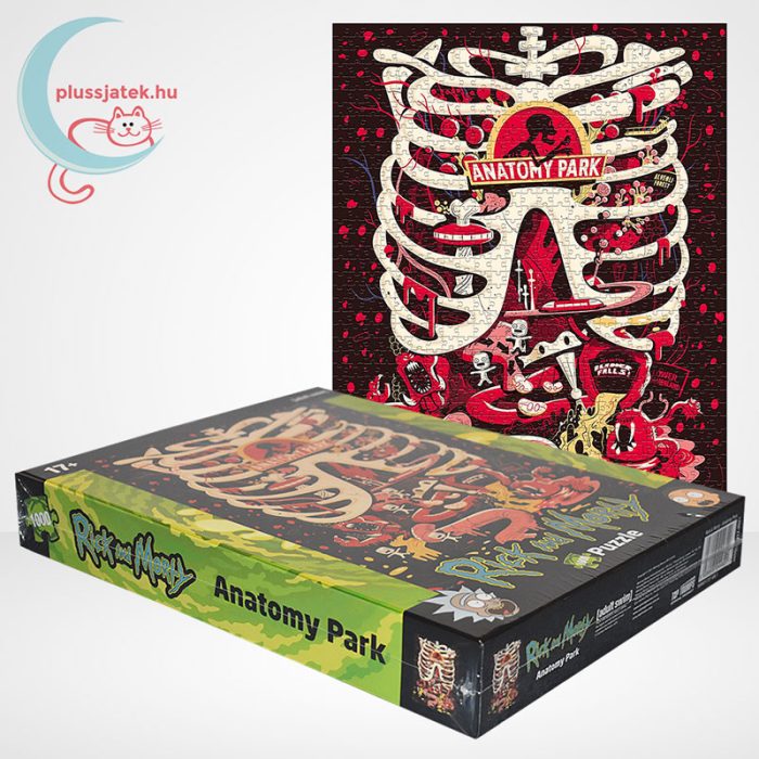 Rick és Morty: Anatómia Park, 1000 db-os puzzle (Anatomy Park, Winning Moves), a kép és doboza