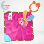 Cukikölyök rózsaszín nyuszi plüss bébi szundikendő rágókával - 20 cm (Biba Toys), felülről