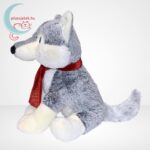 Plüss husky kutya karácsonyi mintás sálban (35 cm, Keeleco), oldalról