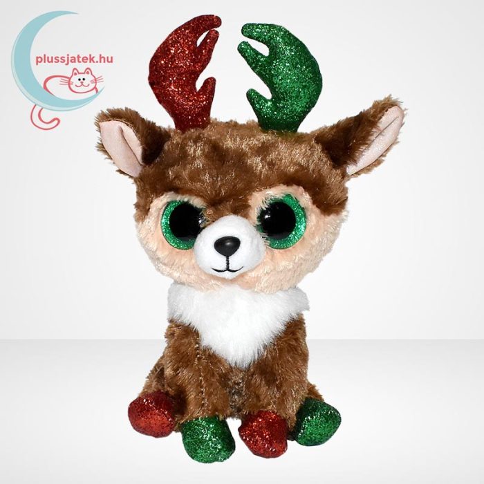 Ty Beanie Boos: Kinley, a karácsonyi, csillogó szemű plüss szarvas - 15 cm