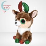 Ty Beanie Boos: Kinley, a karácsonyi, csillogó szemű plüss szarvas - 15 cm, balról