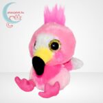 Éneklő madárkák: Csillogó szemű rózsaszín flamingó plüss (12 cm), balról