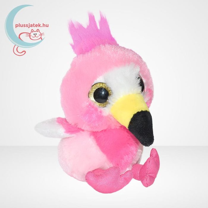 Éneklő madárkák: Csillogó szemű rózsaszín flamingó plüss (12 cm), jobbról