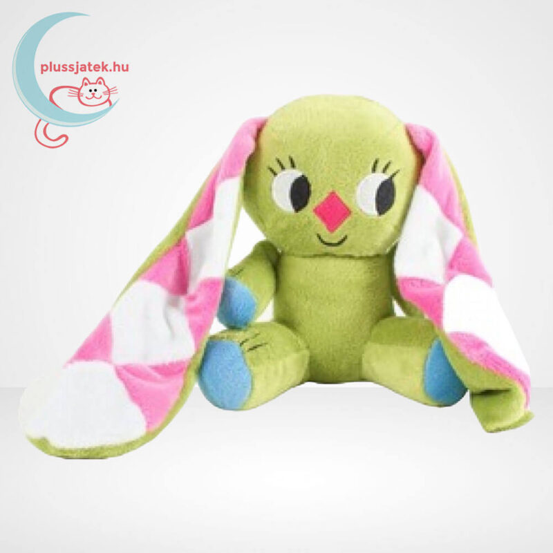 Kockásfülű nyúl ülő plüss figura (15 cm)