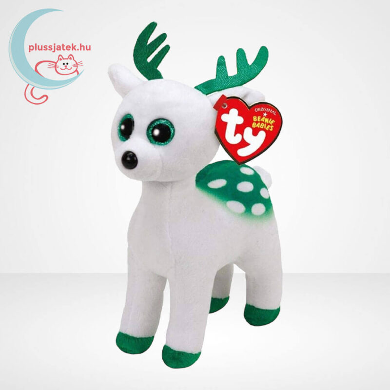 TY Beanie Babies: Peppermint a fehér plüss rénszarvas (15 cm)