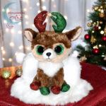 Ty Beanie Boos: Kinley, a karácsonyi, csillogó szemű plüss szarvas az asztalon (15 cm)