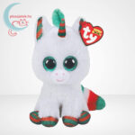 TY Beanie Boos: Snowfall, a fehér karácsonyi csillogó szemű plüss unikornis (15 cm)
