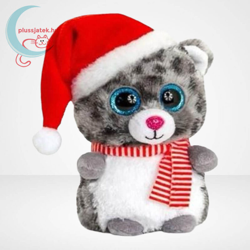 Csillogó szemű karácsonyi plüss hóleopárd, 10 cm (Mini Motsu, Keel Toys)