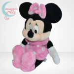 Mickey egér és barátai: Minnie egér plüssfigura pöttyös ruhában balról (30 cm)