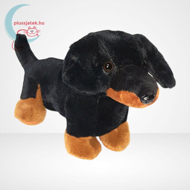 Barna fekete plüss tacskó kutya (25 cm)
