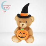 Boszorkány sapkás Halloweeni plüss maci tök figurával, többféle méretben (Keel Toys)