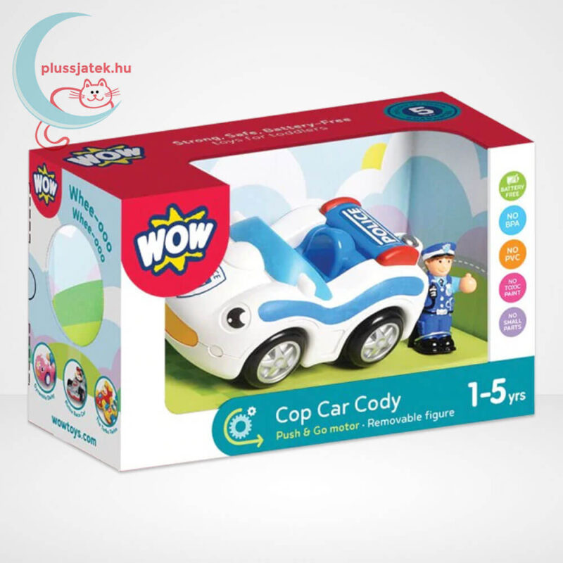 Rendőrautó, Cody játék figurával (Wow Toys)
