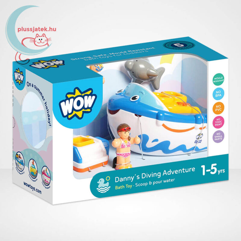 Motorcsónak kalandjai fürdőjáték, Danny figurával és úszó delfinnel (Wow Toys)