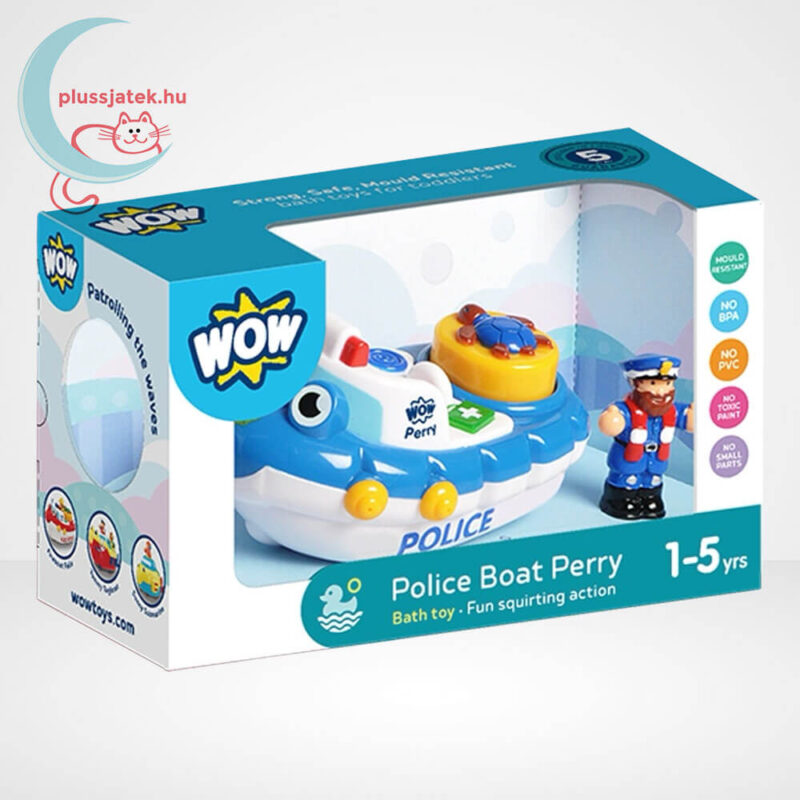 Rendőr motorcsónak fürdőjáték, Perry figurával (Wow Toys)