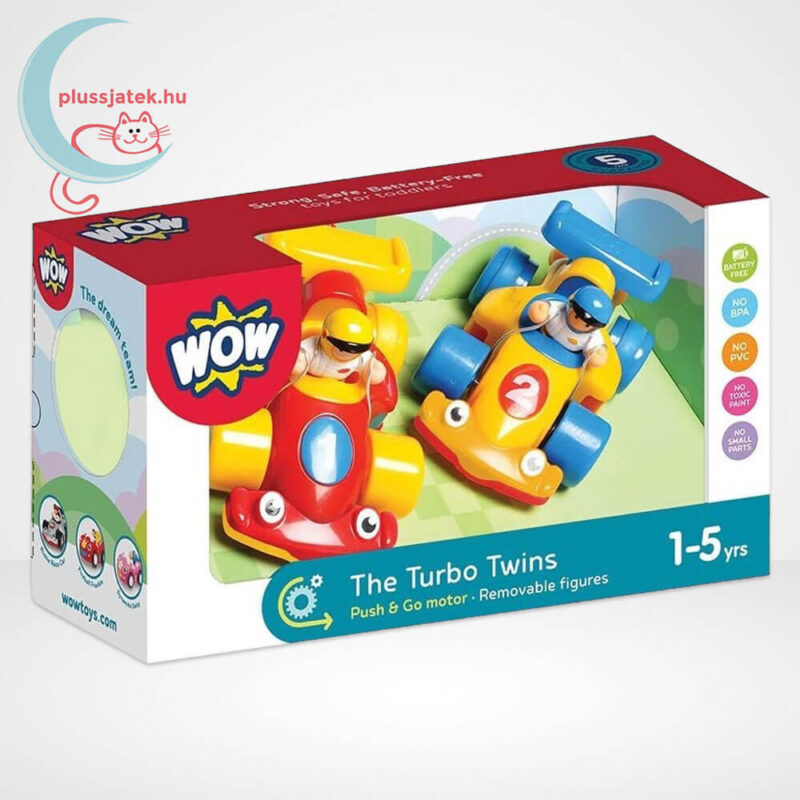 Turbó lendkerekes versenyautók, 2 db valósághű motorhanggal (Wow Toys)