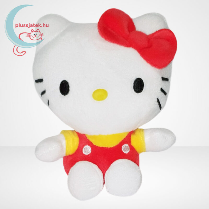 Hello Kitty plüss cica piros ruhában (14 cm)