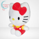 Hello Kitty plüss cica piros ruhában balról (14 cm)