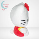 Hello Kitty plüss cica piros ruhában oldalról (14 cm)