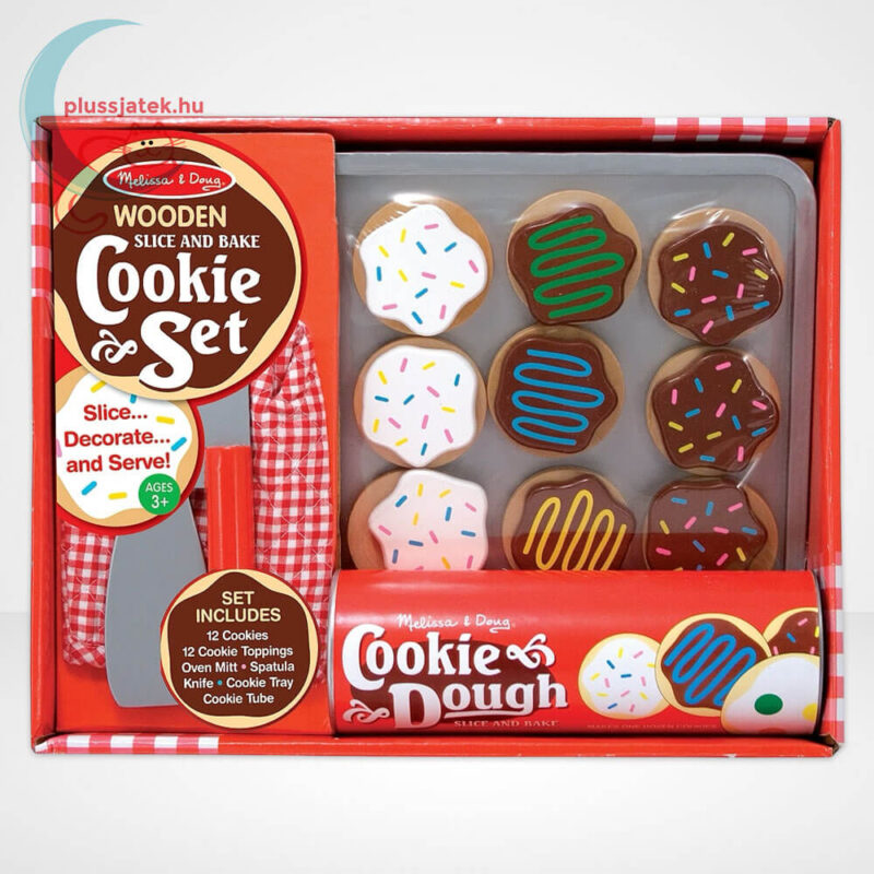 Sütés-főzés szerepjáték: Szeletelhető sütemények konyhai eszközökkel fából, 12 db-os (Melissa & Doug)