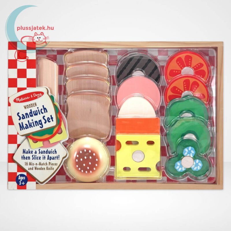 Szerepjáték: Szendvicskészítés, 17 db-os konyhai fajáték, szeletelhető hozzávalókkal (Melissa & Doug)