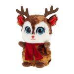 Csillogó szemű karácsonyi plüss rénszarvas, 14 cm (Motsu, Keel Toys)