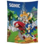 Sonic: Sonic, Tails, Knuckles mintás, kék színű polár takaró, 100×140 cm