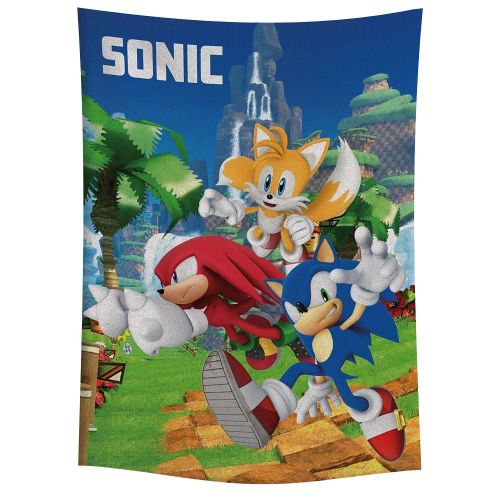 Sonic: Sonic, Tails, Knuckles mintás, kék színű polár takaró, 100×140 cm