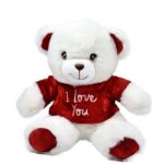 Hófehér Valentin plüss maci "I love you" feliratos pólóban, 15 cm (Keel Toys)