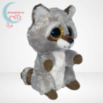 Ty Beanie Boos: Oakie, a csillogó szemű szürke plüss mosómedve jobbról (15 cm)