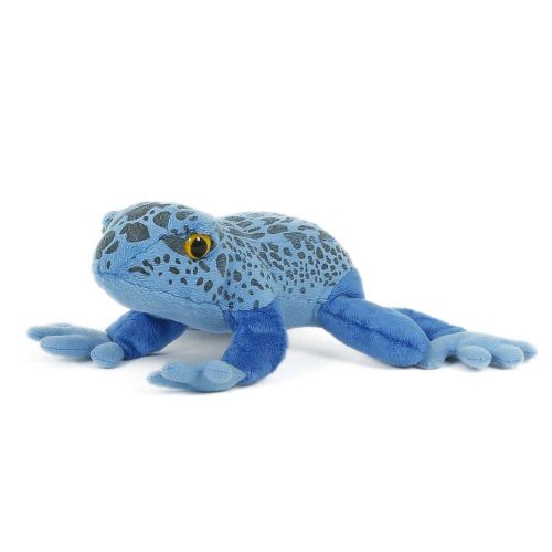 Élethű kék nyílméregbéka plüss, 18 cm