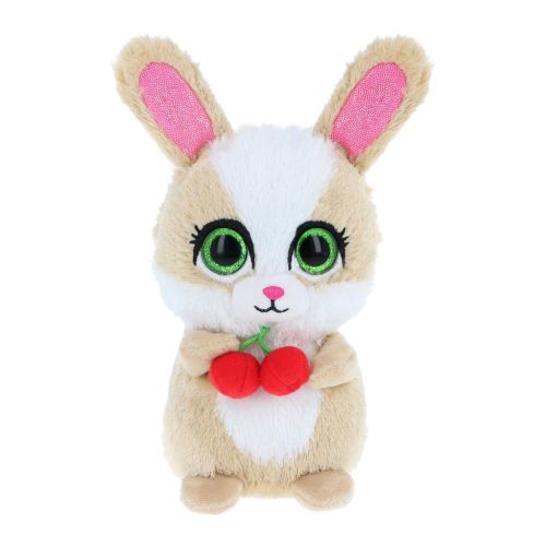Csillogó szemű plüss nyuszi cseresznyével, 14 cm (Animotsu)