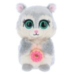 Csillogó szemű plüss cica fánkkal, 14 cm (Animotsu)