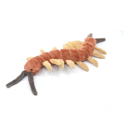 Élethű, barna színű százlábú plüss, 25cm