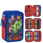 Marvel: Bosszúállók (Avengers) mintás, 3 emeletes piros-kék színű töltött tolltartó