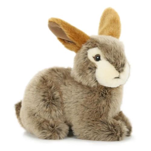 Élethű, fekvő plüss barna mezei nyúl, 20 cm (Semo)