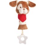Nyakkendős plüss kutya csörgő játék rágókával, 16 cm (Amek Toys)