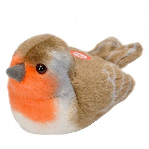 Élethű plüss vörösbegy hanggal, 14 cm (Wild Republic)